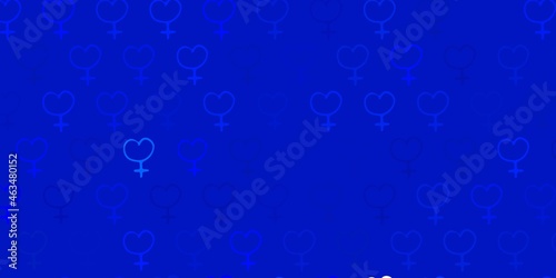 Light BLUE vector backdrop with women power symbols.