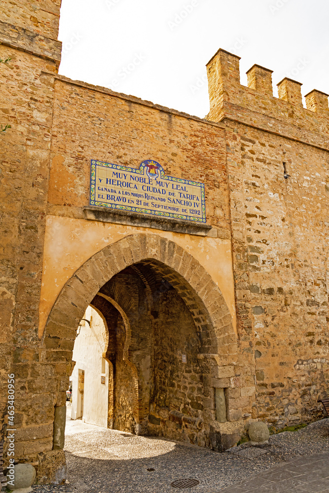 old city gate to downtown Tarifa in Andalusia