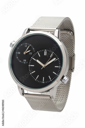 Men's watch in steel isolated on a white background