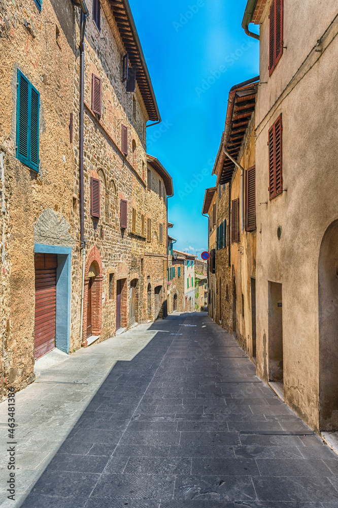 Medieval streets in the town of Montalcino, Tuscany, Italy