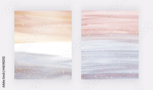 Blue with pink glitter watercolor backgrounds 