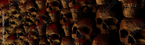 Canvas Print Apocalyptic banner with human skulls