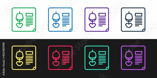 Set line X-ray shots icon isolated on black and white background. Vector Illustration