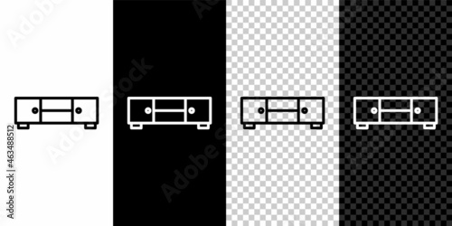 Set line Chest of drawers icon isolated on black and white background. Vector