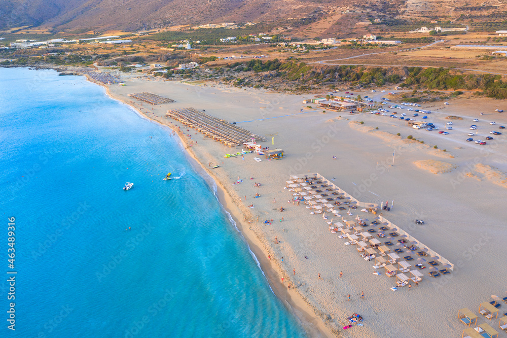 Famous sandy beach of Falasarna at the north west of Chania, Crete, Greece.