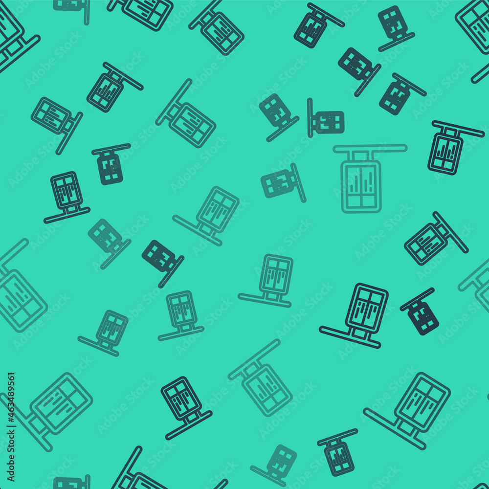Black line Public transport board icon isolated seamless pattern on green background. Mechanical scoreboard. Info of flight on the billboard in the train. Vector Black line Public transport board icon isolated seamless pattern on green background. Mechanical scoreboard. Info of flight on the billboard in the train. Vector