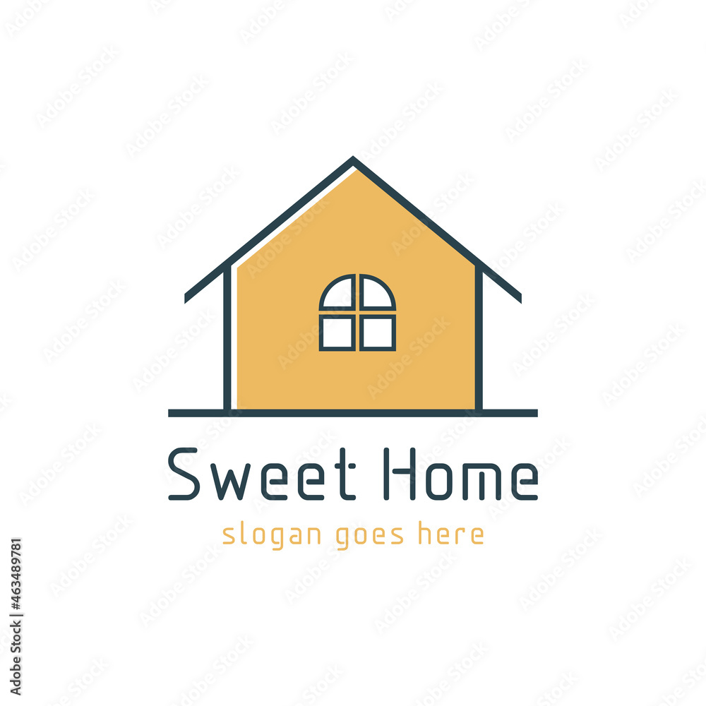decor home logo vector template. interior logo sign template with simple linear style.