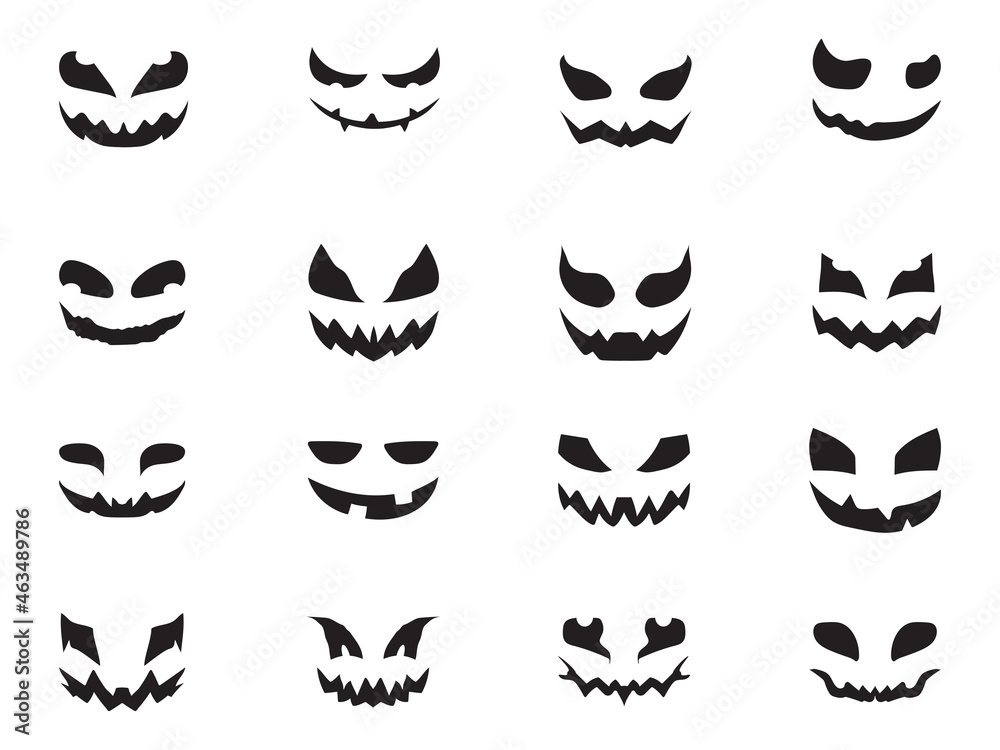 Happy Halloween set of pumpkin face design vector template Happy Halloween set of pumpkin face design vector template