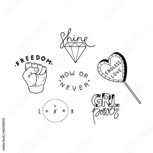Flash tattoo sketch template black and white lettering