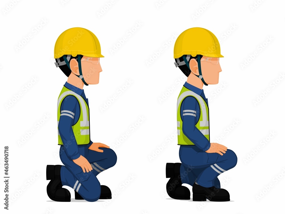 set of workers is sitting on white background set of workers is sitting on white background