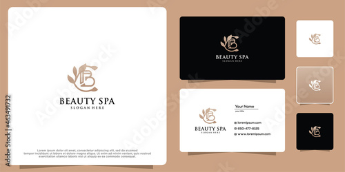 Feminine beauty salon and spa line logo design, icon and business card template.
