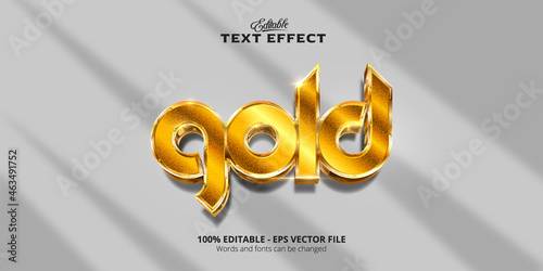 Editable text effect, shiny style Gold text photo