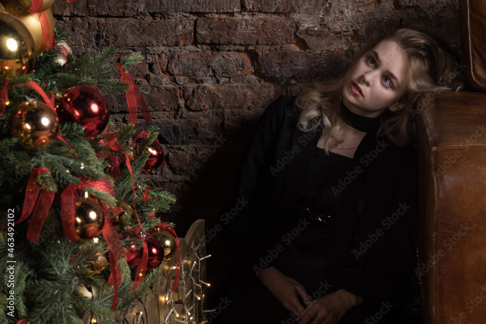 Noir film. Sexual woman being strangled in a vintage interior Stock ...