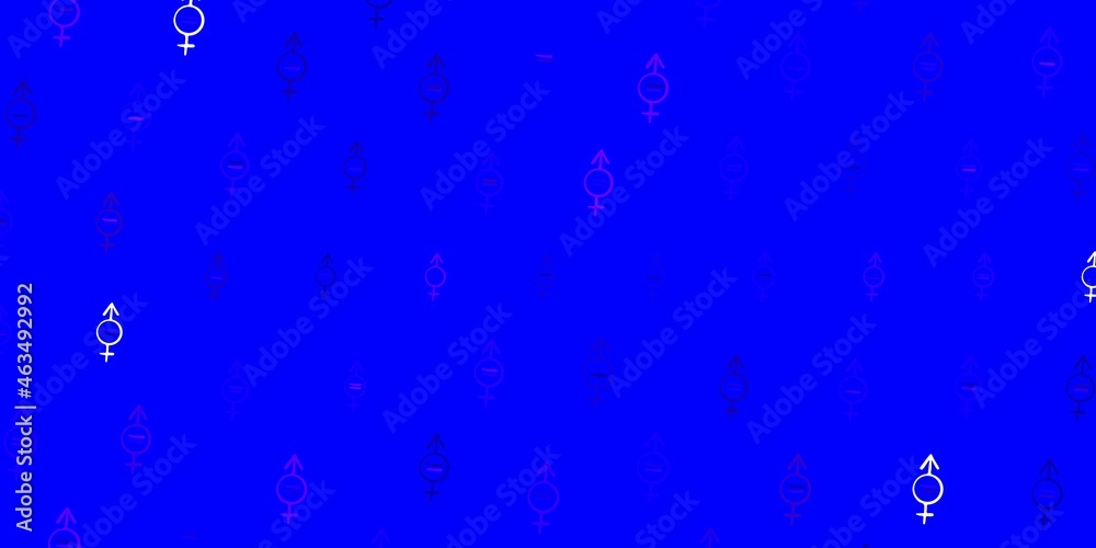 Dark Blue, Red vector texture with women rights symbols.