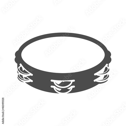Monochrome simple tambourine icon vector illustration. Spanish country antique musical instrument