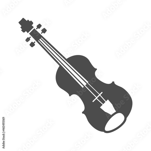 Monochrome violin icon vector illustration. Classical wooden strings musical instrument isolated