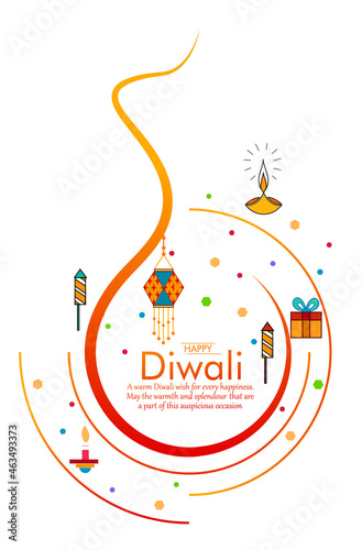 Happy Diwali, Festival of lights ,Vector illustration and Beautiful greeting card for celebration of shubh deepawali