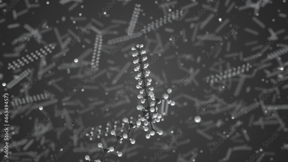 N-nonadecane molecule, scientific molecular model, looping 3d animation N-nonadecane molecule, scientific molecular model, looping 3d animation