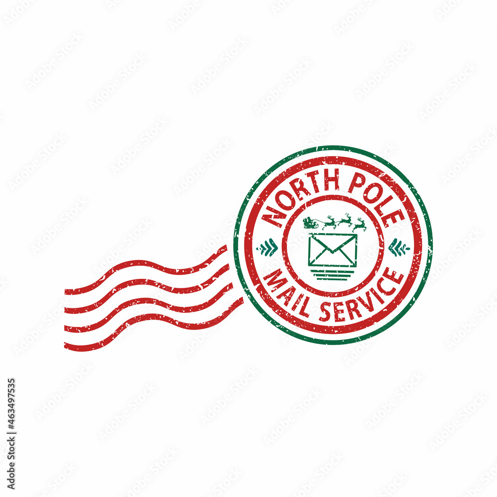 North Pole Mail Service Stamp Design | Grunge rubber stamp on white ...
