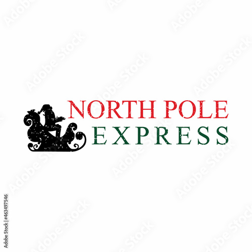 North Pole Express Stamp Design | Grunge rubber stamp on white background, vector illustration | Santa Bag Stamp Design, Christmas Stamp
