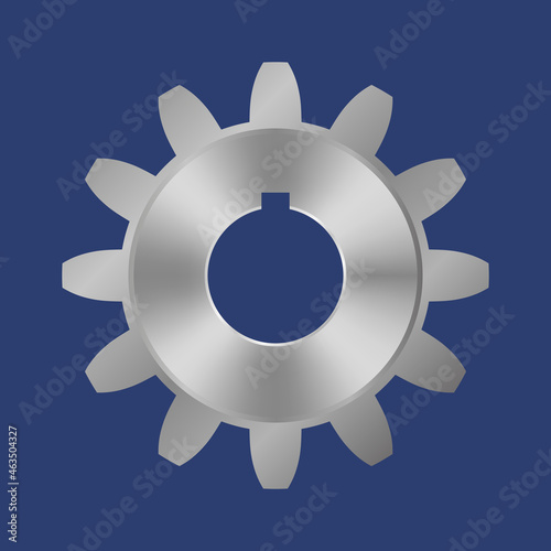 Steel gear. Editable mock up with blank surface. Vector illustration. Isolated monochromatic background