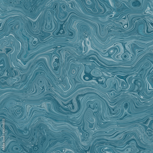 Aegean teal mottled swirl marble nautical texture background. Summer coastal living style home decor. Liquid fluid blue water flow effect dyed textile seamless pattern.