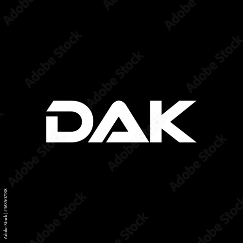 DAK letter logo design with black background in illustrator, vector logo modern alphabet font overlap style. calligraphy designs for logo, Poster, Invitation, etc.