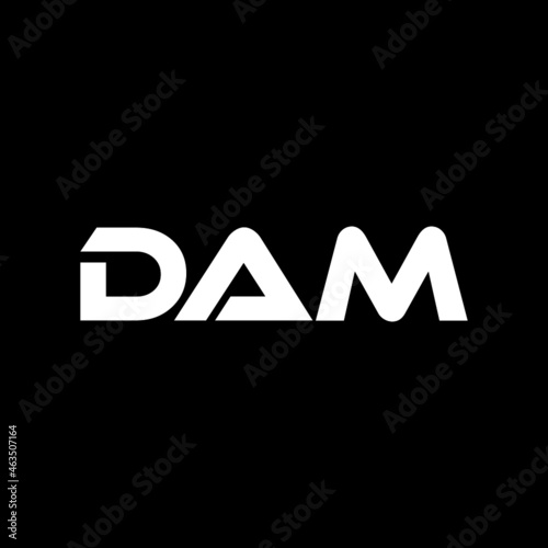 DAM letter logo design with black background in illustrator, vector logo modern alphabet font overlap style. calligraphy designs for logo, Poster, Invitation, etc.