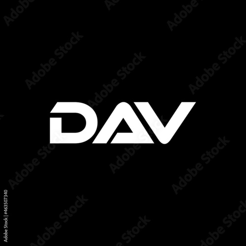 DAV letter logo design with black background in illustrator, vector logo modern alphabet font overlap style. calligraphy designs for logo, Poster, Invitation, etc.