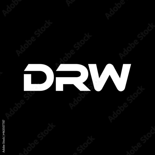 DRW letter logo design with black background in illustrator, vector logo modern alphabet font overlap style. calligraphy designs for logo, Poster, Invitation, etc. photo