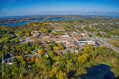 Fototapeta Aerial View of the Twin Cities Suburb of Prior Lake, Minnesota