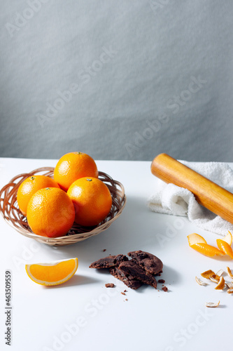 Orange and chocolate biscuits. Cookies, orange and zest.