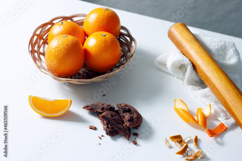 Orange and chocolate biscuits. Cookies, orange and zest.