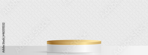 Podium round stage style, for Merry christmas and happy new year and festivals or greeting festival with red paper cut art and craft on color backgroung with festive elements.