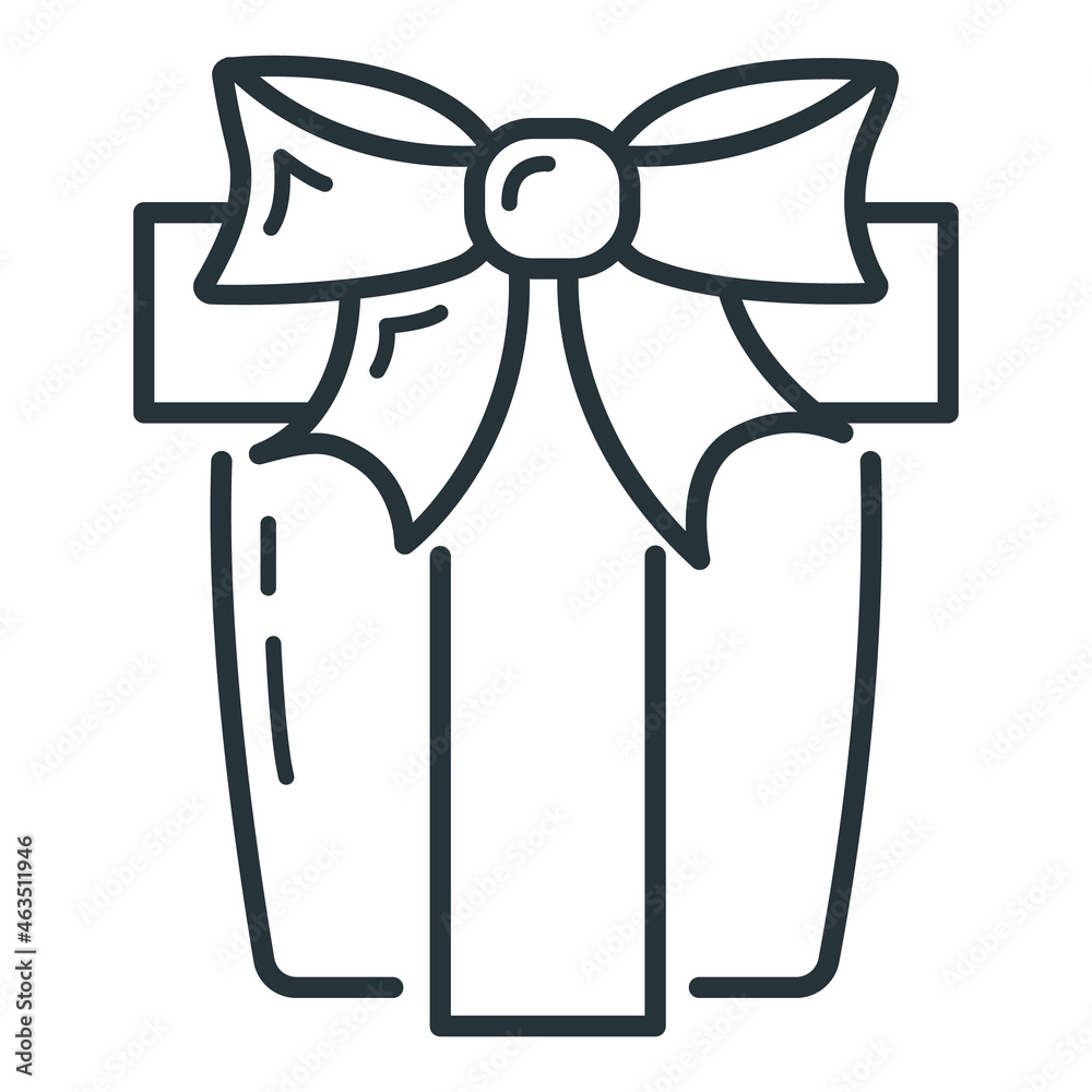 Concept happy new year, merry christmas present box, outline xmas label holiday winter time icon flat vector illustration, isolated on white. Concept happy new year, merry christmas present box, outline xmas label holiday winter time icon flat vector illustration, isolated on white.