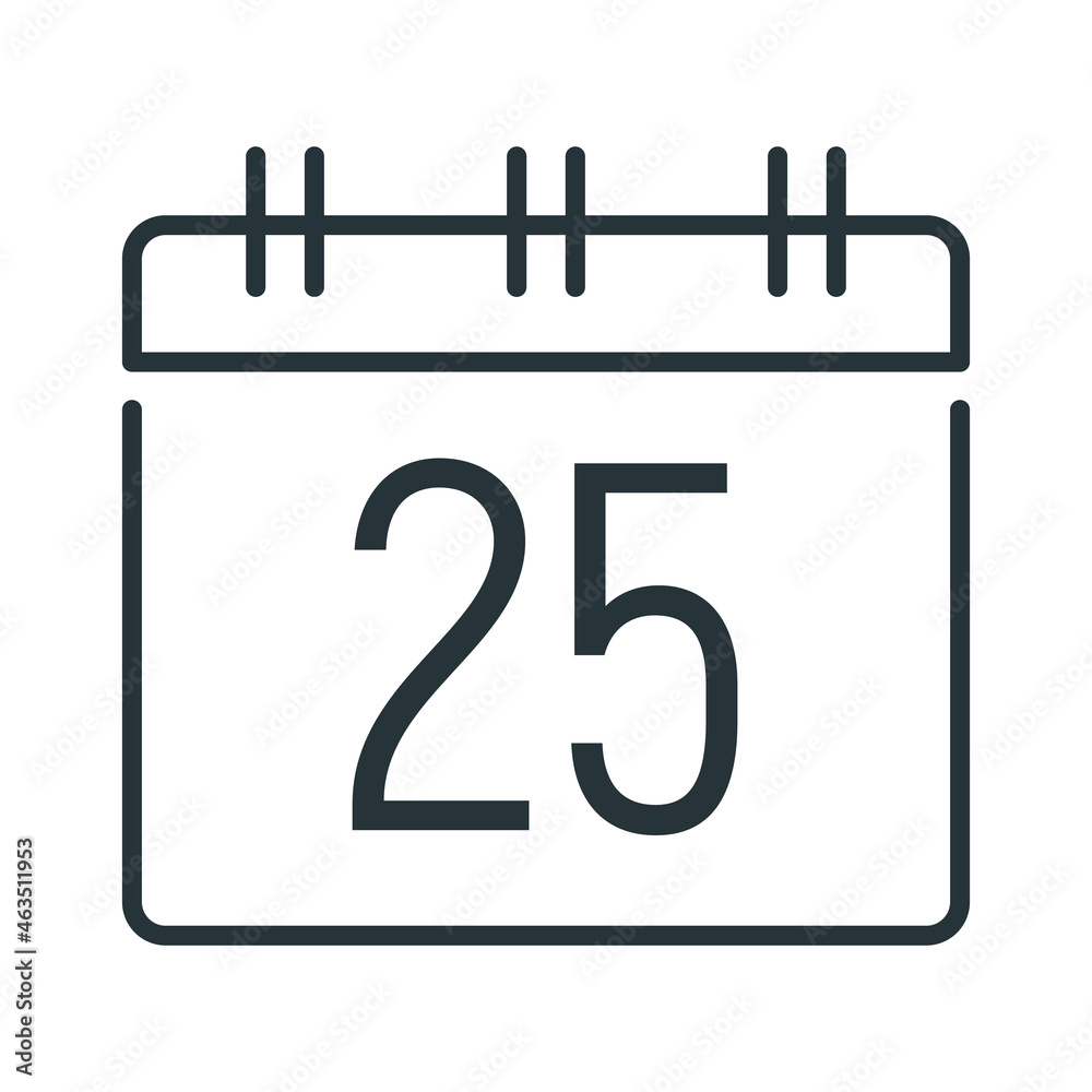 Concept happy new year, merry christmas calendar icon, outline xmas label holiday winter time flat vector illustration, isolated on white. Concept happy new year, merry christmas calendar icon, outline xmas label holiday winter time flat vector illustration, isolated on white.