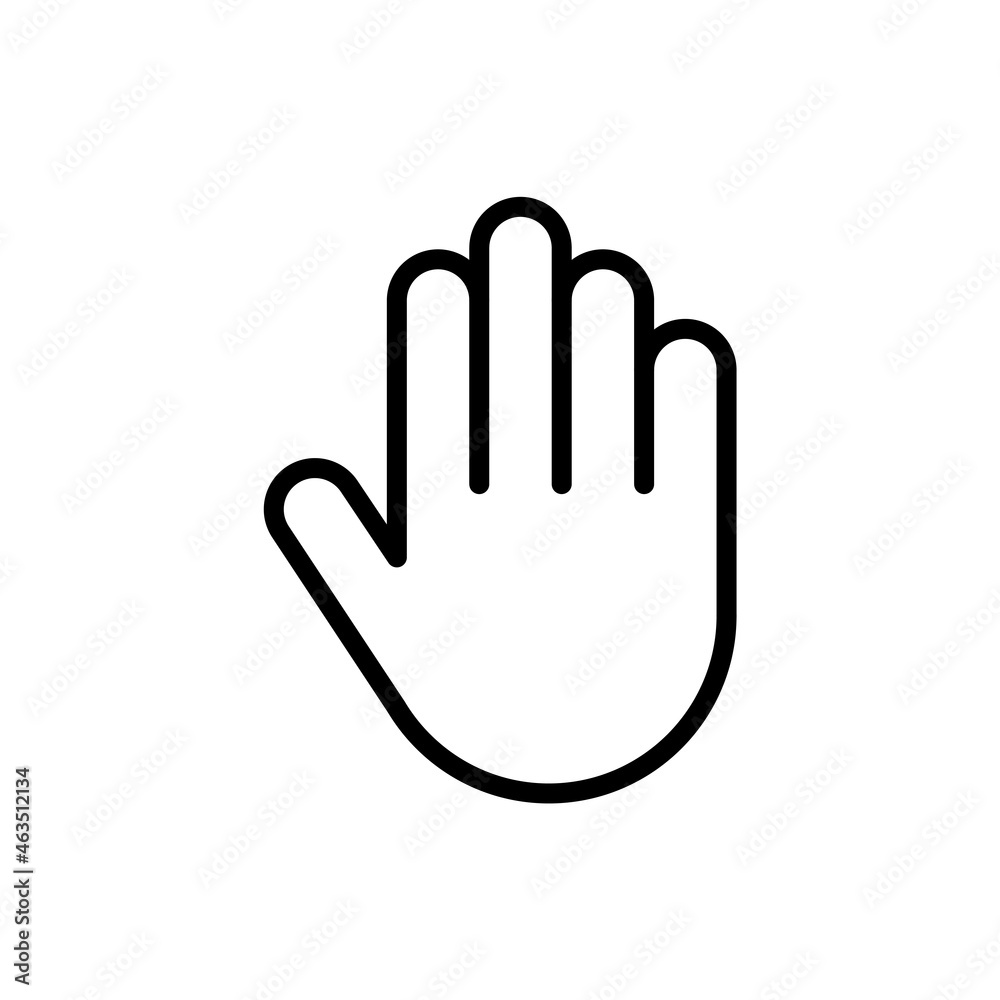 Icono de palma de mano humana. Concepto de detenerse. Icono de aviso de detenerse. Ilustración vectorial Icono de palma de mano humana. Concepto de detenerse. Icono de aviso de detenerse. Ilustración vectorial