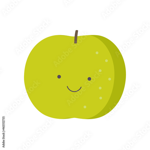1個のナシの実が微笑んでいる主線なしのカラーイラスト