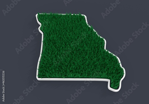 Missouri state map with 3d green grass photo