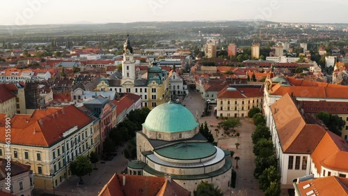 Wallpaper Mural Panoramic View Of Szechenyi Square During Daybreak  At The City Center Of Pecs, Hungary. aerial Torontodigital.ca