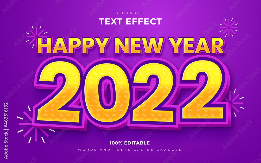 Happy  new year 2022 editable text effects style