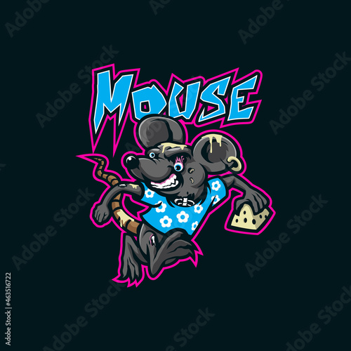 Mouse mascot logo design vector with modern illustration concept style for badge  emblem and t shirt printing. Mouse zombie monster illustration.