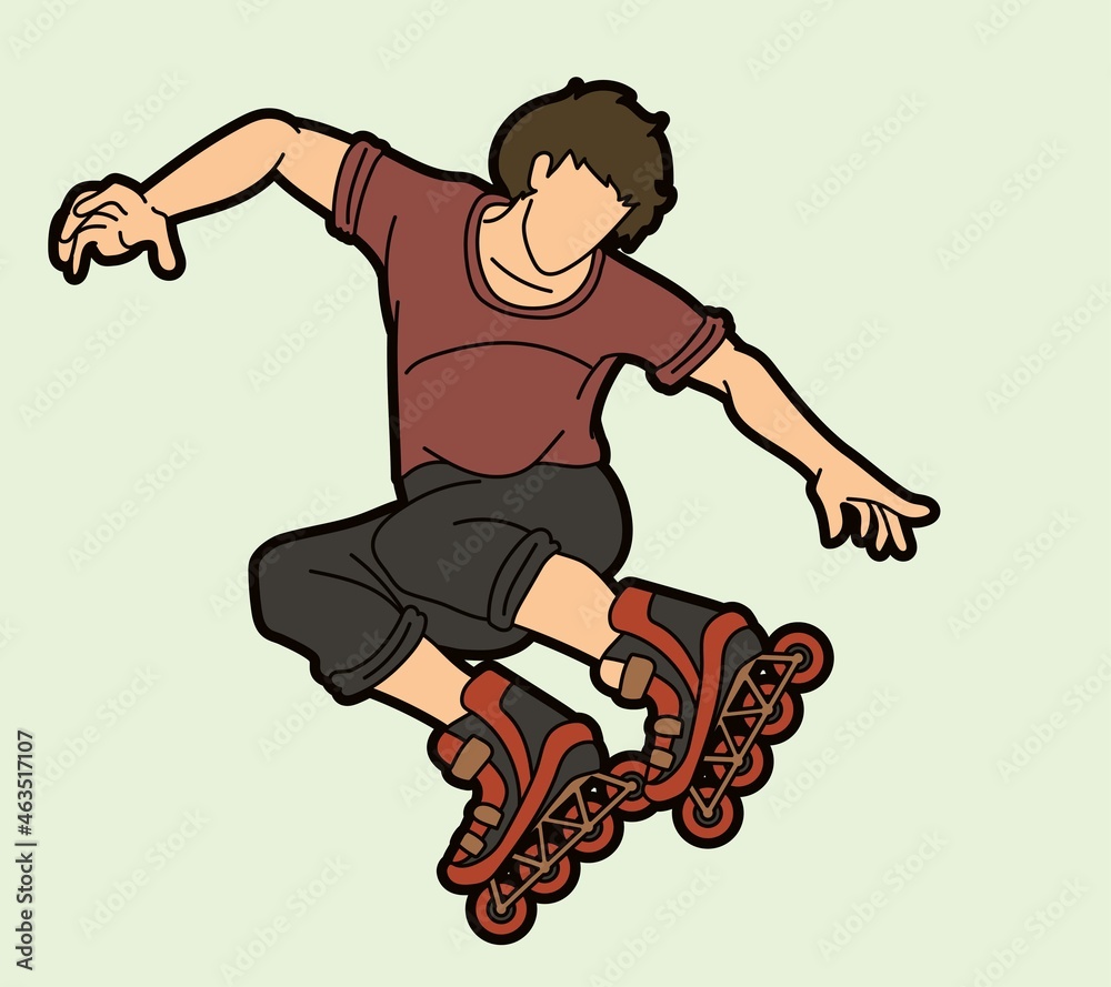 Fototapeta premium Roller blade Roller Skate Player Extreme Sport Cartoon Graphic Vector