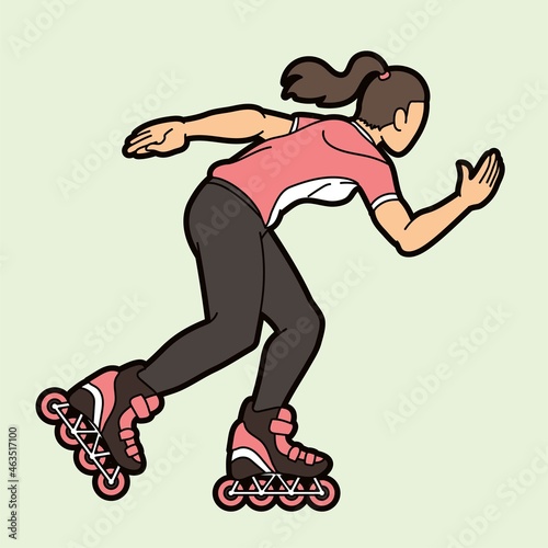 Roller blade Roller Skate Player Extreme Sport Cartoon Graphic Vector