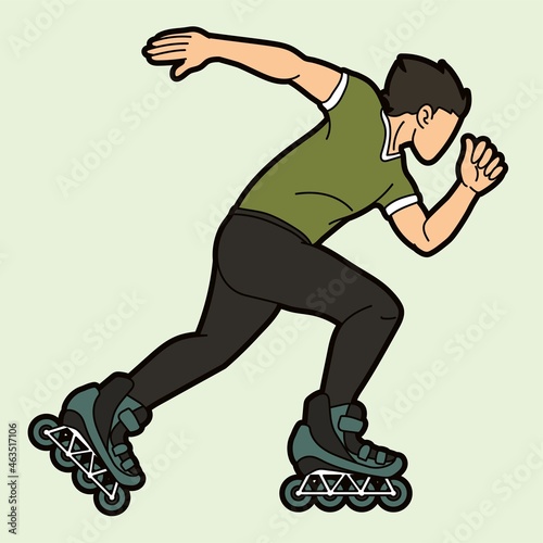 Roller blade Roller Skate Player Extreme Sport Cartoon Graphic Vector