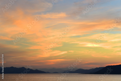 Beautiful landscape sunset above the sea