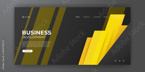 Abstract yellow black background for landing page web template. Trendy abstract design template. Dynamic gradient composition for covers, brochures, flyers, presentations, banners. Vector illustration