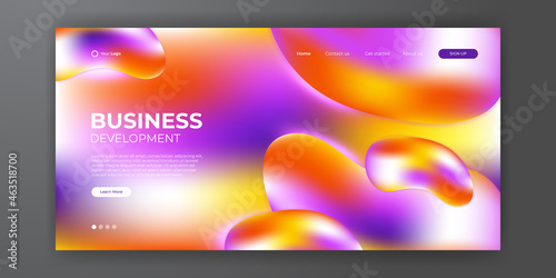 Trendy abstract liquid background for your landing page design. Minimal background for for website designs. Gradient vibrant contrast color