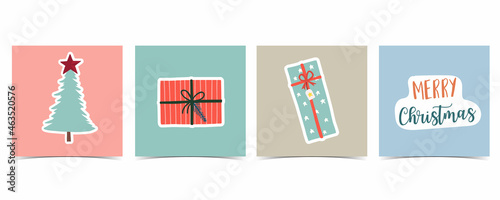 Collection of winter background set with tree,gift.Editable vector illustration for christmas invitation,postcard and website banner