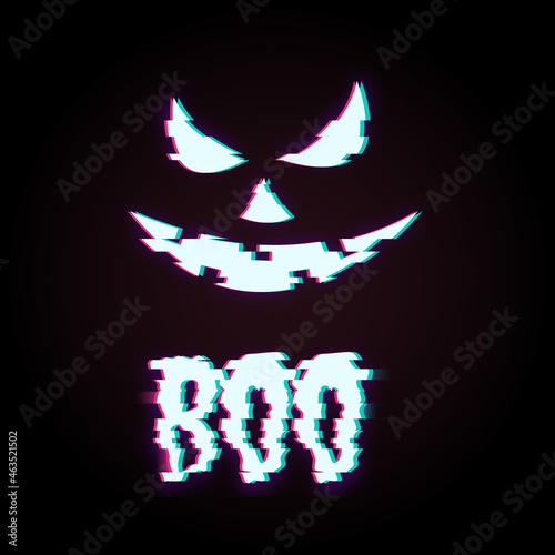 Scary pumpkin face with glitch effect